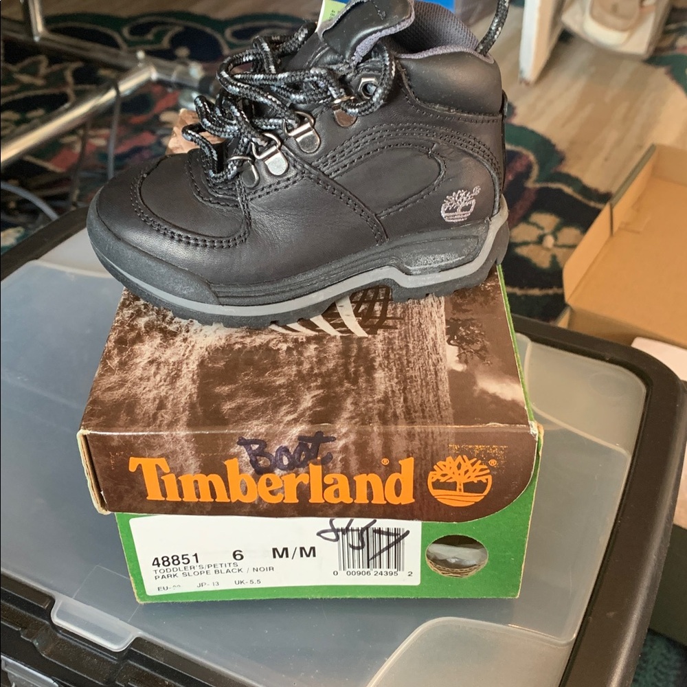 Timberland Black Leather Kids Boots